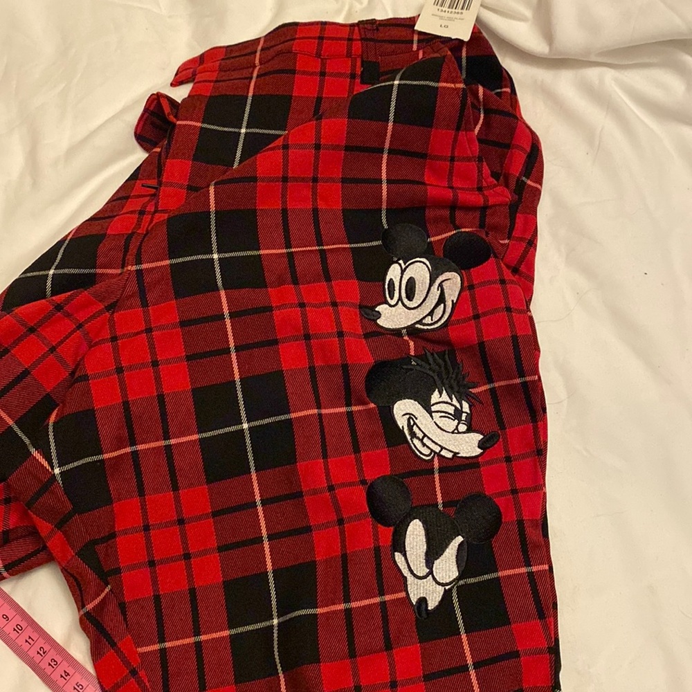 Red and black plaid pants with Mickey